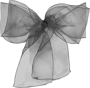 Elina Home Pack of 10 Organza Net Chair Cover Bow Sash Wedding Banquet Decor Coral (10, Silver Grey)