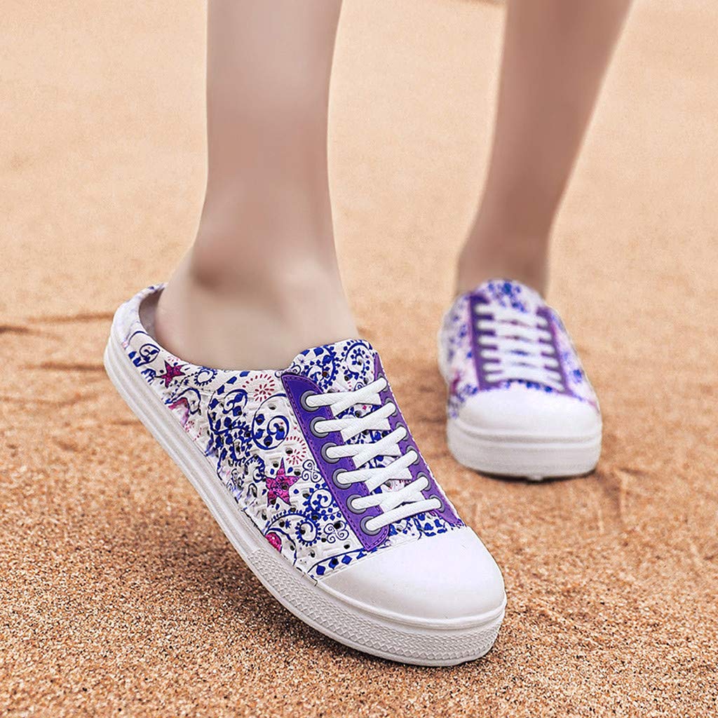 Overmal Sabots Femme Fille Chaussures de Plage Piscine Chaussons Chaussures de Outdoor 2020 Printemps et été Nouveau Impression Flats Sandales Chaussures de Pluie Hollow Out
