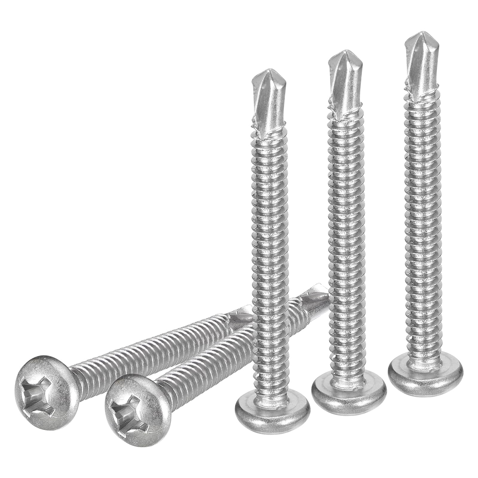 DTGN #12x2" Pan Head Self Drilling Screws - 50Pack - 410 Stainless Steel Phillips Drive Self Tapping Sheet Metal Screws — image 1