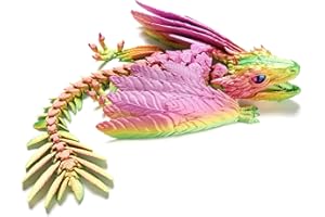 UYRZWEK Feathered Wyvern Dragon，3D Printed Dragon with Wings，Articulated Dragon，Fidget Toy Surprise，Desktop Pet (Rainbow)