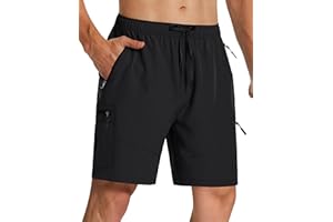 SERAMY Mens Hiking Cargo Shorts with Zipper Pockets 7" Quick Dry Lightweight Drawstring Shorts for Summer Outdoor Golf Casual