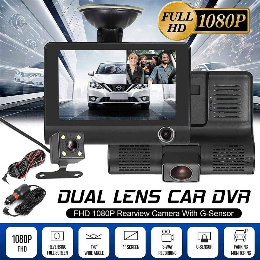 DesirePath Dash Cam 1080P FHD DVR Car Driving Recorder 4 LCD Screen 170°Wide Angle Dash Camera Dual Lens With Rearview Camera Video Recorder Auto Registrator Dvrs Dash Cam