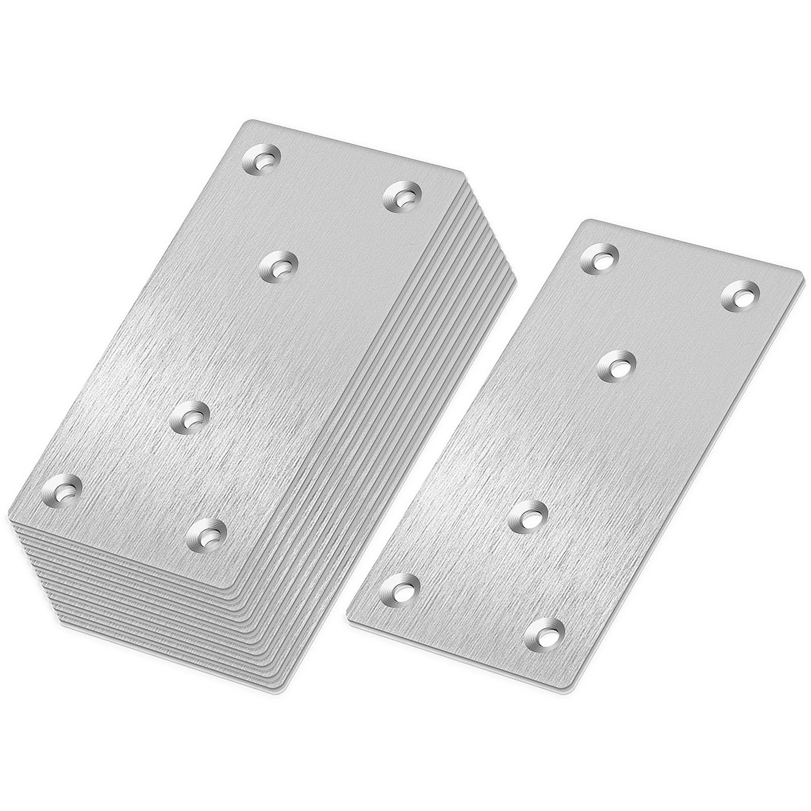 HXJDAM 6Pcs Metal Brackets for Wood - Flat Metal Joining Plates, Straight Brackets (100x50x2mm)