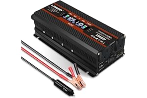 IpowerBingo 1000W/2000W (Peak) Car Power Inverter 12v to 110v DC to AC Converter with Dual AC Outlets LCD Display,1000 Watt Power Inverters for Vehicles Car RV Truck(Black)