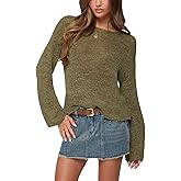 Womens Sheer Mesh Long Sleeve Shirts Lightweight Knit Pullover Sweaters Casual Sheer Blouse Tops