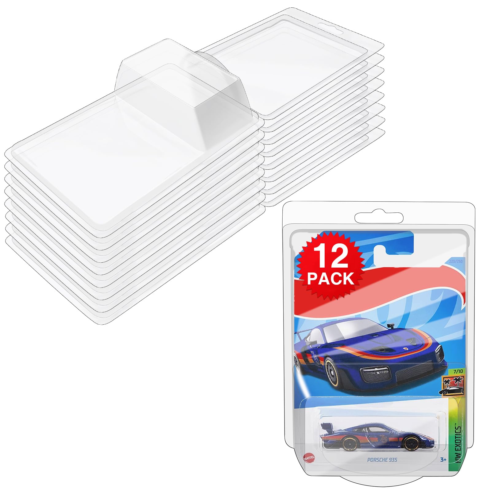 Photo 1 of 12-Pack Protector Case for Hot Wheels Matchbox Basic Compatible with Hot-Wheels Model Cars Clamshell Cases Display Case Clear Protective Toys Car Blister Covers for Hotwheels Toy Car Set