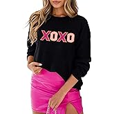 MARZXIN Women 2026 Casual Holiday Love Sweaters Round Neck XOXO Sweater St Patrick Tops Merry Christmas Heart Sweatshirt