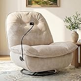 LEHZROAJ Sillón reclinable manual sin brazos de gran tamaño con soporte para teléfono, silla reclinable giratoria para adulto