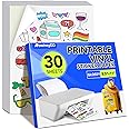 30 PCS Printable Vinyl Sticker Paper for inkjet printer & Laser Printer,Standard Letter Size 8.5"x11",Waterproof Sticker Paper Dries Quickly Vivid Colors,Matte White