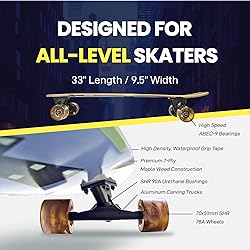 Abrazo 33x9.5 Pro Cruiser Skateboard for Kids Teens