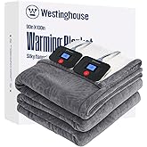 Westinghouse Electric Blanket King, Flower Jacquard Heated Blanket King Size with 10 Heating Levels and 1-12 Hours Auto-Off, Flannel to Sherpa Reversible, Machine Washable, 90" x 100" Inch, Grey