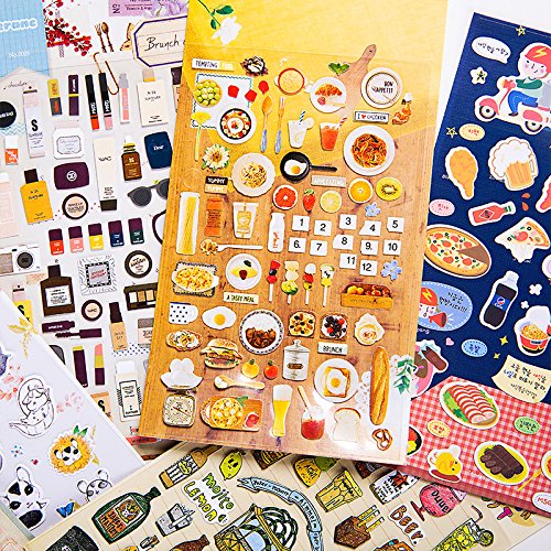 Funny Diary Sticker Notebook Decorative Sticker, 6 Sheets - Thumbnail 7