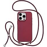 ZTOFERA for iPhone 16 Pro Max Case with Strap,Crossbody Phone Case with Adjustable Neck Shoulder Lanyard,Soft Silicone Shockproof Protective Phone Case for iPhone 16 Pro Max 6.9 inch-Wine Red