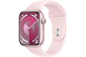 Apple Watch Series 9 [GPS 45mm] Smartwatch with Pink Aluminum Case with Pink Sport Band S/M. Fitness Tracker, Blood Oxygen & 