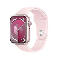 Apple Watch Series 9 GPS 45mm Pink Aluminum Case with Light Pink Sport Band - S/M Apple Watch Series 9 GPS 45mm Pink Aluminum Case with Light Pink Sport Band - S/M