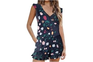 OLIVCKER 2024 One Piece Swimsuit Women Built in Bra Shorts Bathing Suits Full Coverage Ruffle Romper Swimsuits with Pockets