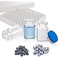 100 Pack 5ml Glass Vials, Clear Glass Headspace Vials with Plastic-Aluminum Flip Off Caps and Rubber Stoppers, 20mm Transpare