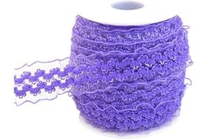 JESEP YONG 20 Yards Purple Elastic Ruffle Lace Ribbon for Sewing 1 inch Double Wave Organza Stretch Lace Craft Trim Clothing and Garment for DIY Headband-Clothes-Sewing-Embellishment-Hats