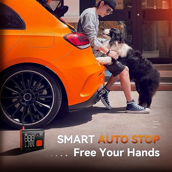ZUZEE TIRE INFLATOR PORTABLE AIR COMPRESSOR, 150 PSI DUAL CYLINDER 3X FASTER PORTABLE TIRE INFLATOR, 28000MAH DUAL POWER MODE PORTABLE AIR PUMP FOR CAR TIRES, MOTORCYCLE TIRES, BIKES TIRES, BALLS, ETC