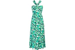 GRACE KARIN 2024 Women's Criss Cross Halterneck Sleeveless Summer Floral Print Flowy A Line Maxi Dress