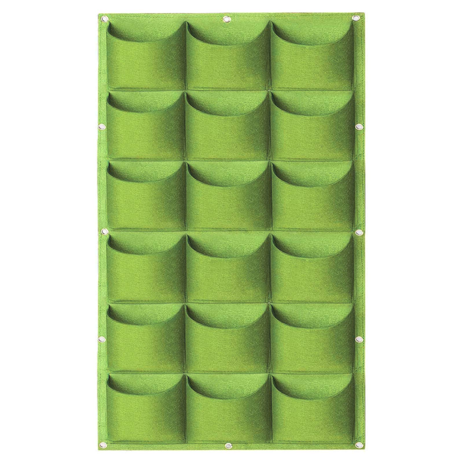 WHATWEARS Hanging Planting Grow Bags, 18 Pockets Hanging Vertical Wall Planter Wall Mounted Grow Bag Outdoor Indoor Gardening Vertical Greening Flower Container, Planting Bags(1.0 m × 0.5 m, Green)