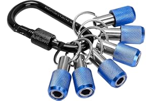 LUEXBOX 1/4 Inch Bit Holder Keychain, Hex Screwdriver Bits Holder Extension Bar, Quick Change Screw Bit Holder for Most Electric, Hand-held Screwdrivers and Drill Bits (B: Blue 6pack)