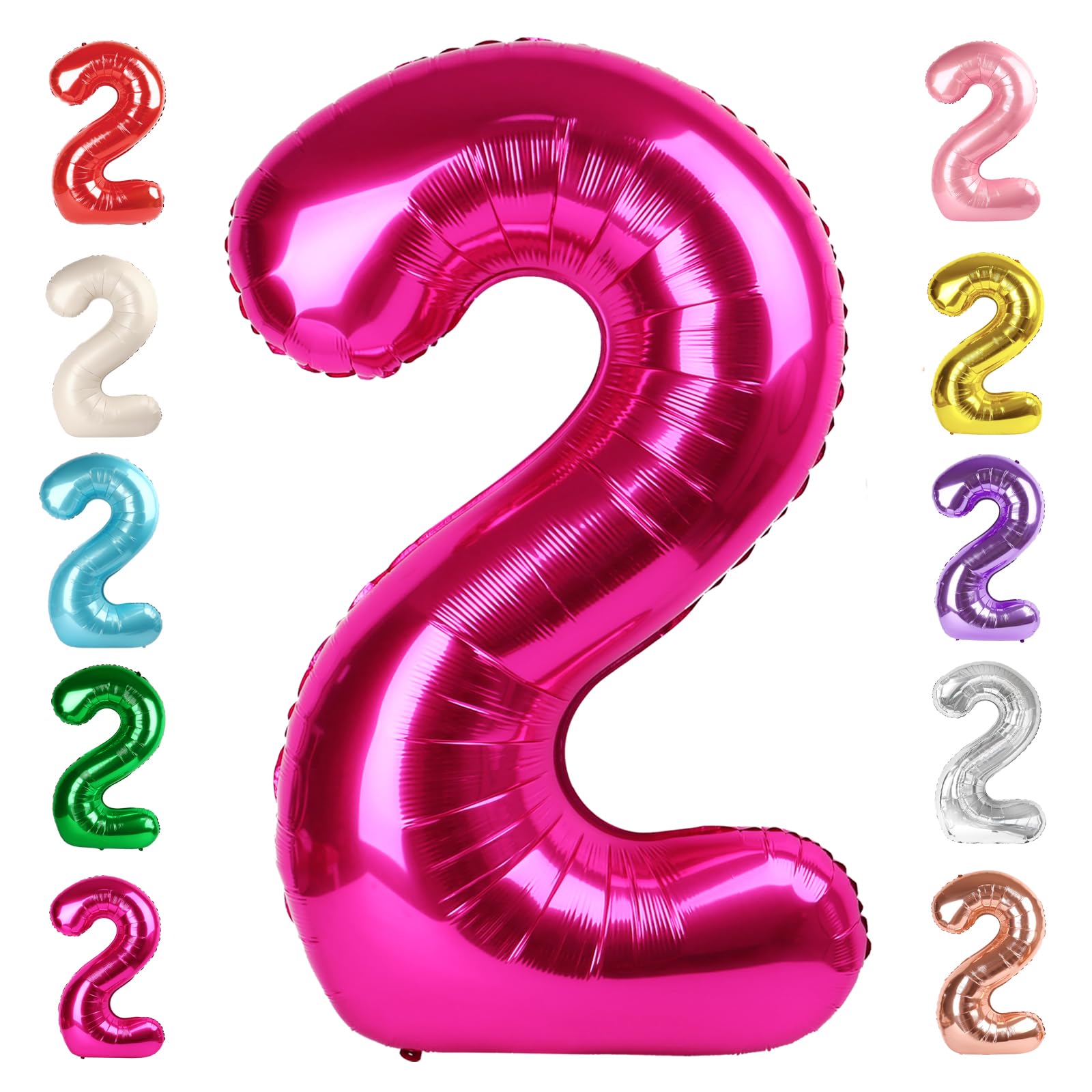 Photo 1 of 2 Numbers Balloon 40 Inch Hot Pink Two Balloon Number Birthday Decor, 2nd 12 21st Party Celebration Decorations Graduations Wedding Baby Shower