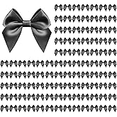 100 PCS Bows for Gift Wrapping, 2.75" Satin Ribbon Bows with Double-Sided Tape, Small Bows for Crafts, Bow Decor, Mini Bows Decorations for Party Baby Shower Birthday Wedding (Black)
