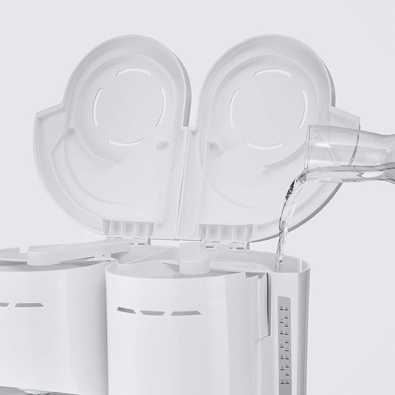 - Cafeteira de gotejamento duplo até 16 chávenas, cafeteira compacta com filtro / cafeteira americana com 2 garrafões térmicos, com desligamento automático, branca, KA 9314