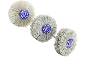 JIUDANI Woodwork Polish Grinder, Nylon Wheel Brush Abrasive, Grinding Head with 6mm Threaded Shank, Abrasive Nylon Wheel Brush, Sanding Mop, Abrasive Wheel (320/400/600# 3Pcs)