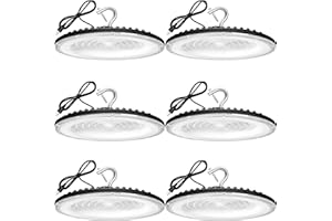 XYCN 6 Pack 150W UFO Led High Bay Light,120VAC,21050LM 5000K Daylight Area Lighting,IP66 Waterproof 650W MH/HPS with Plug Commercial Bay Lighting for Warehouse/Shop/Workshop/Barn/Gym/Factory