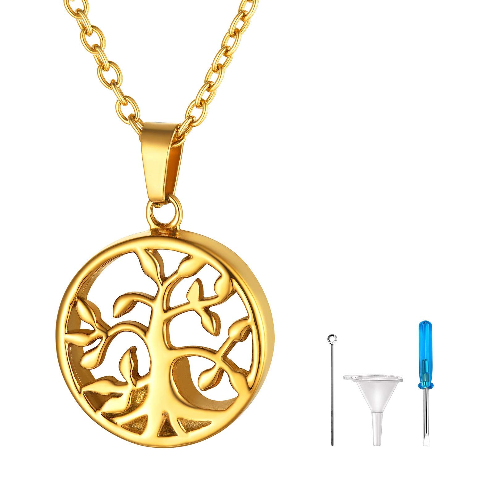 FindChic Tree of Life Urn Necklaces for Ashes Memorial Jewelry for Women Jar Necklace Pendant