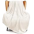 Exclusivo Mezcla Extra Large Fleece Throw Blanket for Couch, Sofa, 300GSM Super Soft and Warm Blankets, Ivory Throw All Season Use, Cozy, Plush, Lightweight, 50x70 Inches