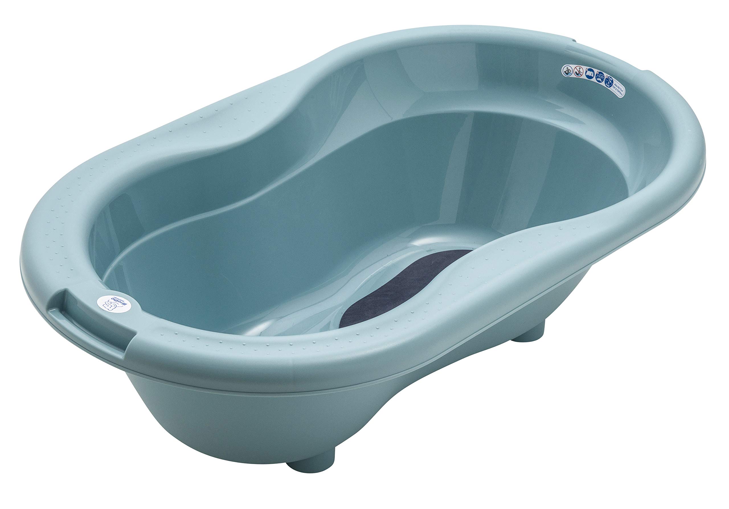 Rotho Babydesign TOP Bath Tub, With Anti-Slip Mat and Drain Plug, 0-12 Months, Lagoon Blue, 20001 0292