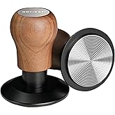 KOFIKOFI Espresso Tamper 51mm - 3 Spring Loaded Coffee Tamper with 30lbs Calibrated Springs and Sound Feedback - Barista Walnut Tamper With Stainless Steel Ripple Base - Fits 51mm Portafilter
