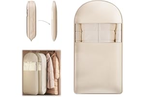TPTAL Space Saving Hanging Garment Bag with Self Compression Zipper,Clear Garment Bag for Hanging Clothes,Dust Cover Clothes Bags for Down Coat,Suit Bags for Closet Storage,Hanging Protector for Coats