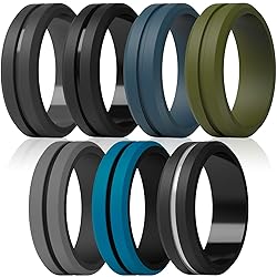ThunderFit Silicone Wedding Rings for Men, Brushed