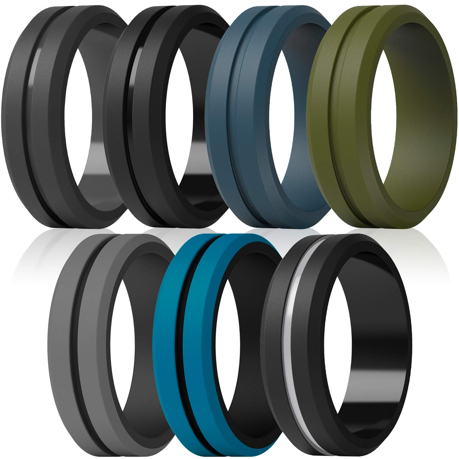 ThunderFit Silicone Wedding Rings for Men, Brushed