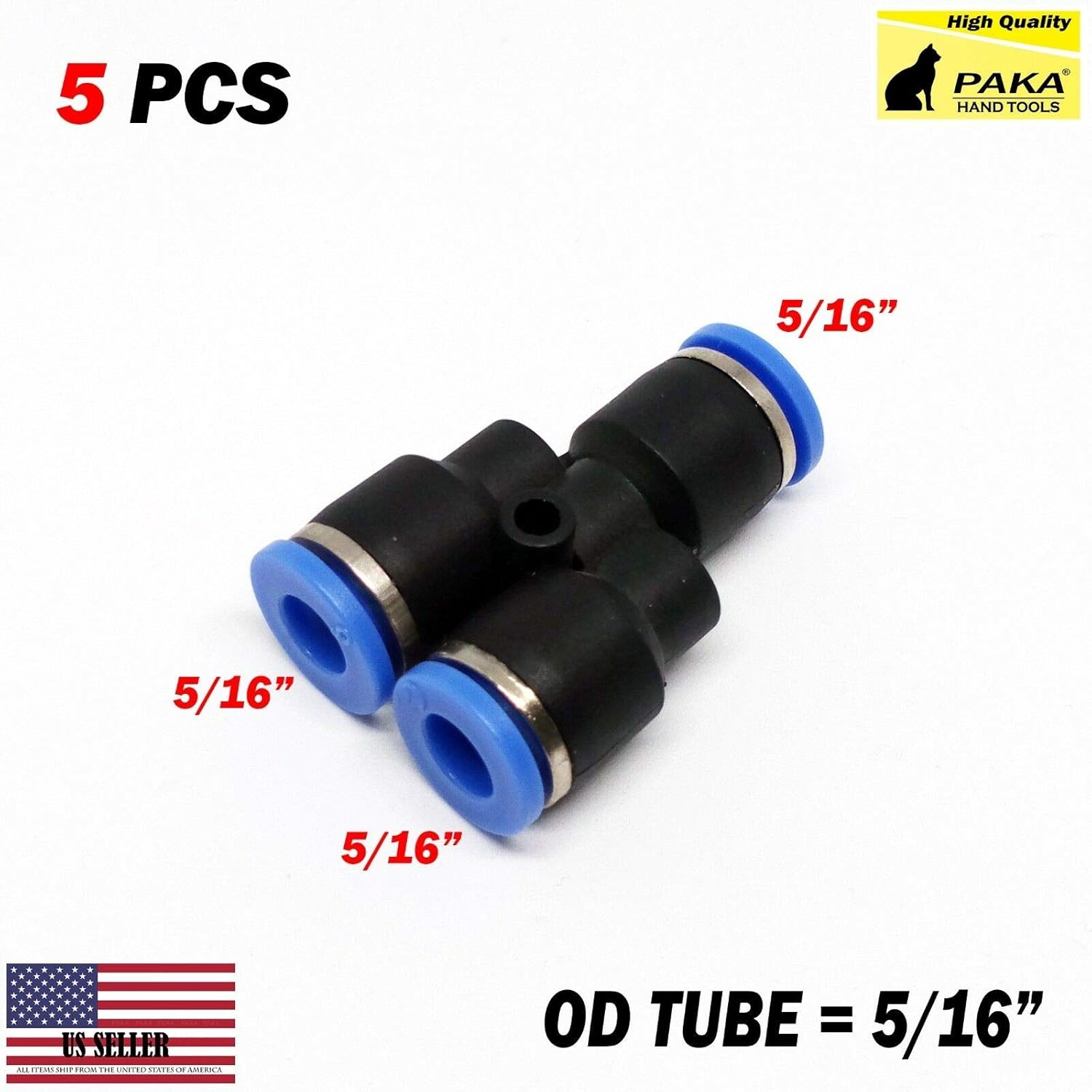 5 pc Y Union 10mm 5/16 Splitter Pneumatic Connector Push in Fitting Air