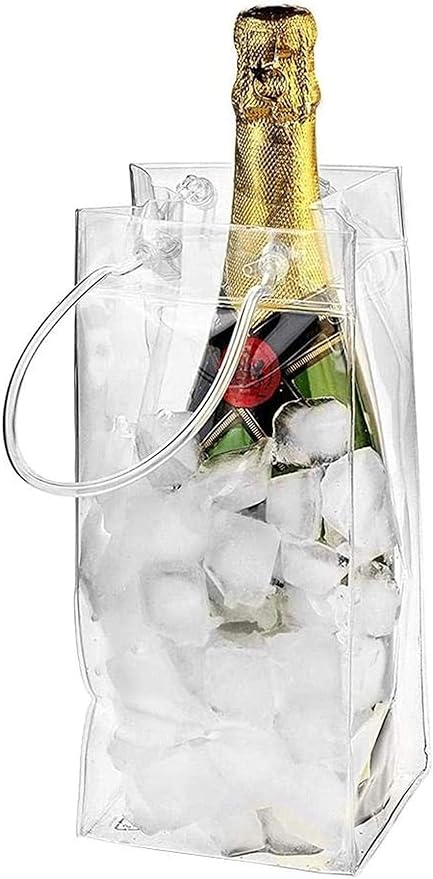 10x Transparente Flaschenkühler - PVC Eisbeutel Mit Griff Für Wein & Bier