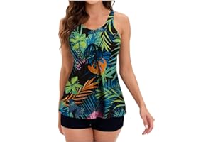 OPHPY Swimsuits for Women 2024, Two Piece Tummy Control Tankini Bathing Suits with Boyshorts Modest Athletic Swimwear Sets