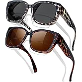KANASTAL Over Glasses Sunglasses Polarized Fit Over Sun Glasses Oversized Design Fashion Wrap Around Shades 2 Pack