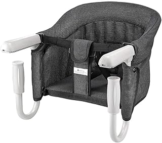 Tischsitz Faltbar Babysitz Baby Hochstuhl Sitzerhöhung für zu Hause und Unterwegs mit Transporttasche (Tischsitz Schwarz)