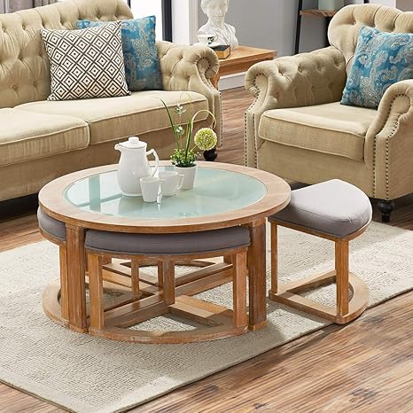 Couchtisch Country Rustic Round Coffee Table Natur Amazon De Kuche Haushalt