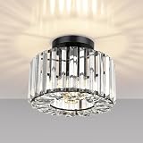 FRIDEKO HOME Crystal Ceiling Light Easric Modern Flush Mount Black