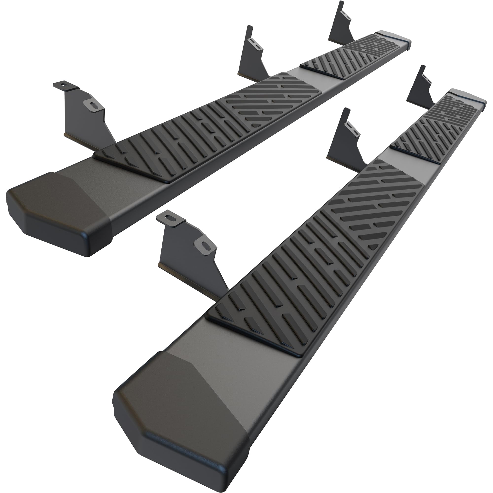 Photo 1 of 6 Inches Running Boards Side Steps Compatible with 2005-2023 Toyota Tacoma Double Cab & Crew Cab (4 Full-Size Doors), Black Textured Aluminum Nerf Bars