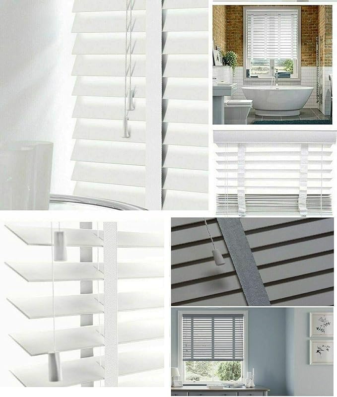 Optimal Products Faux Wood Wooden Blinds Blind With Tape 50mm