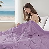 puredown® Soft Feather Down Blanket Lightweight Packable Down & Feather Fill Blanket for Indoor and Outdoor Use, Queen Size Blankets, 88"X90", Lavender