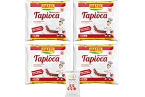 Amafil Tapioca Flour 500g 17.6oz Massa Para Tapioca Pack (Pack Of 4) Bundle With 2DAY BRAZIL Fruit Hard Disc Candy