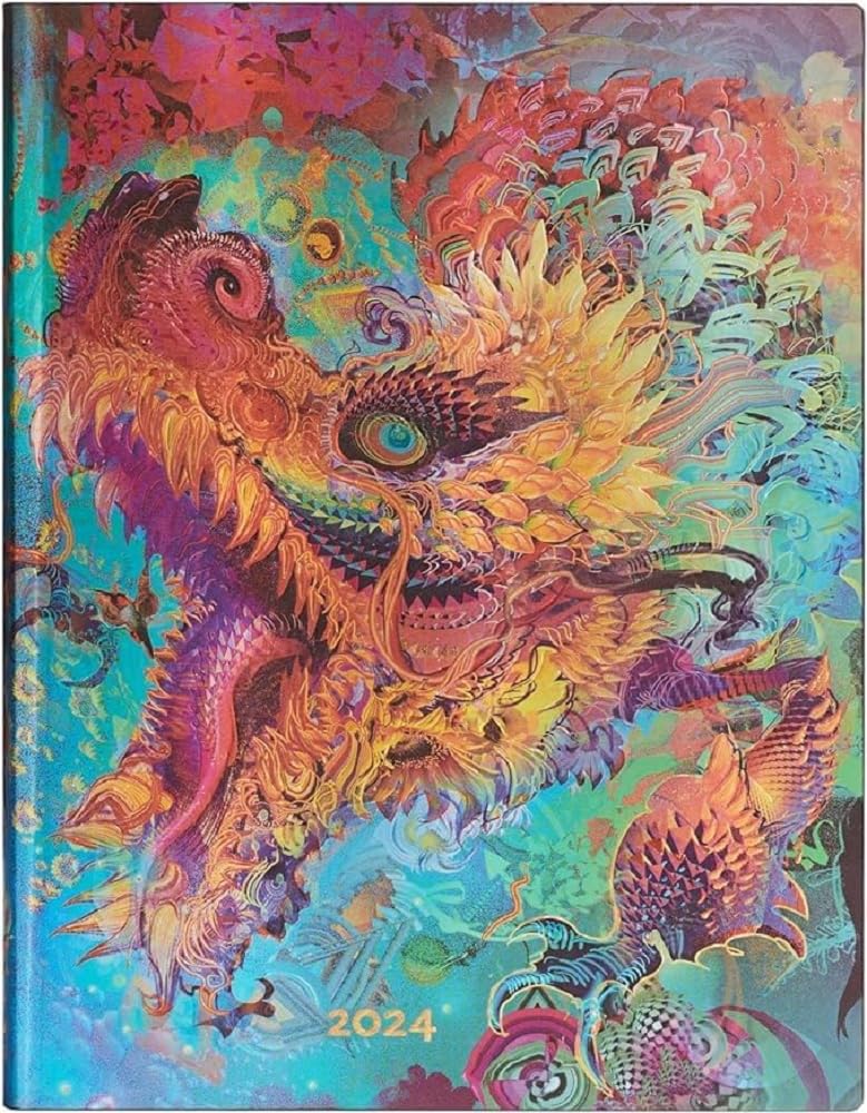 Paperblanks Flexi 12-Month Calendar 2024 Humming Dragon, Day-at-a-Time - Ultra (230 x 180), German